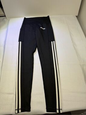 adidas Black Leggings with White Triple Side Stripes